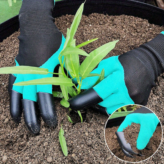 Waterproof Garden Gloves with Claws for Digging & Planting - 1 Pair, Puncture Resistant Latex Gardening Gloves, Lead-Free & Alcohol-Free Material, Hand Washable Outdoor Protective Gear for Flower and Vegetable Gardening