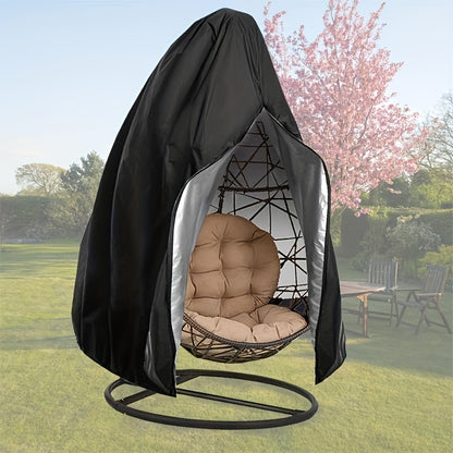 Waterproof Black Egg Chair Cover with Zipper - Durable Polyester Outdoor Furniture Protector for Single Swing Egg Chair