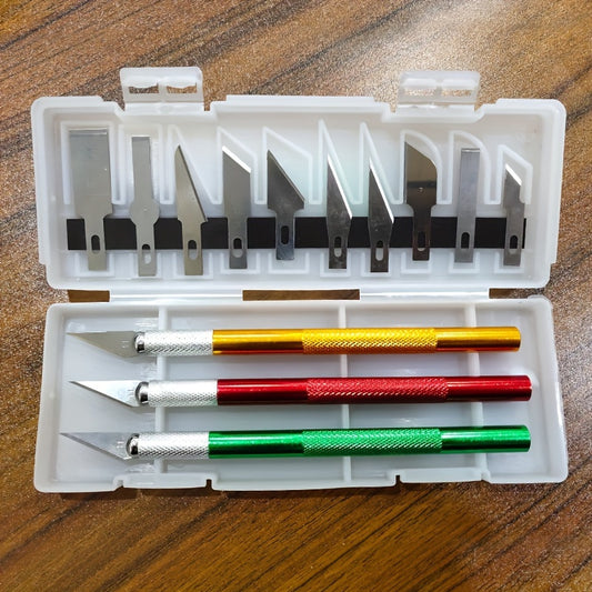 13-piece precision craft engraving tool set with durable precision blades - aluminum alloy handles, perfect for DIY projects, paper cutting and film applications