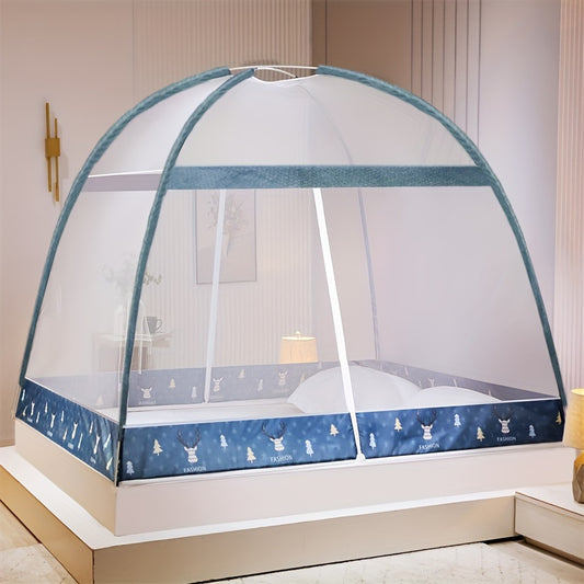 1 piece pop-up cartoon yurt bed cover - 360° all-round mosquito net, quick installation, no installation required, dustproof, large space, summer bedroom bedding home fashion decoration, easy to assemble, portable, space saving