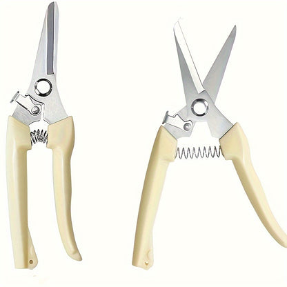 Stainless Steel Garden Pruners - Ergonomic Handheld Shears for Pruning Trees, Fruit and Flowers - No Batteries Required