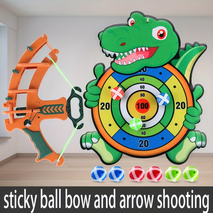 Dinosaur ball gun Squirrel sticky ball toy Hang on the wall Bow and arrow throwing disc Sticky ball toy