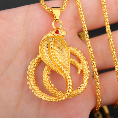 Snake-shaped men's headdress, hip-hop pixie headdress, red-eyed golden snake headdress