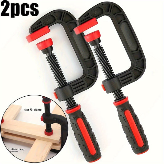 2-Pack 7-Inch Heavy Duty Plastic Quick Clamp Horizontal Fixing Clips, Rust-Resistant, No Assembly Required, with Spring Release, for Woodworking and Crafts