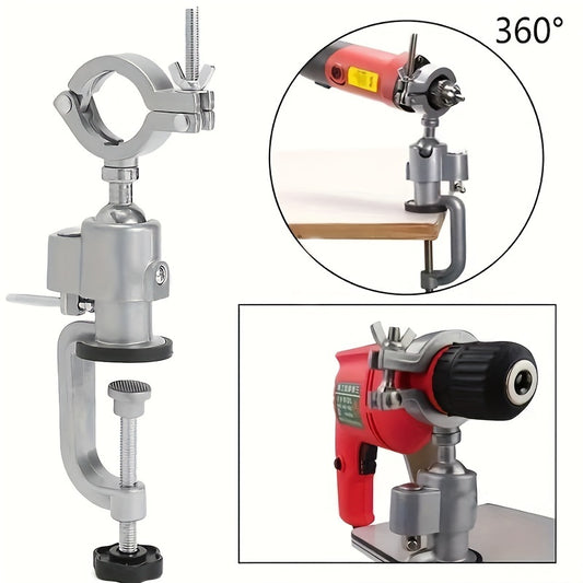 1-Piece Universal Multi-Purpose Stand - 360 Degree Rotatable, Adjustable Drill Clamp, Stand and Bracket - Perfect for Drills, Drill Presses and Handheld Drills