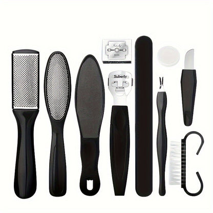10 Pieces Stainless Steel Foot File Set - Professional Unscented Pedicure Tools for Dead Skin Removal and Foot Care Manicure Essentials