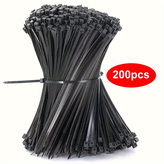 200 PCS Self-Locking Plastic Nylon Zipper Ties, Multipurpose Cable Management Ties