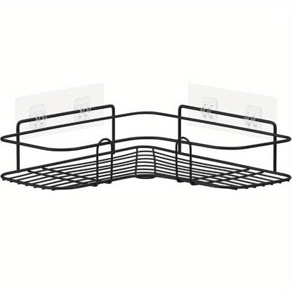 1-Pack Stainless Steel Shower Rack, Large Capacity Corner Rack, Hanging Storage Rack, Strong Adhesion, Waterproof and Mildew-proof, Suitable for Home Bathroom Storage