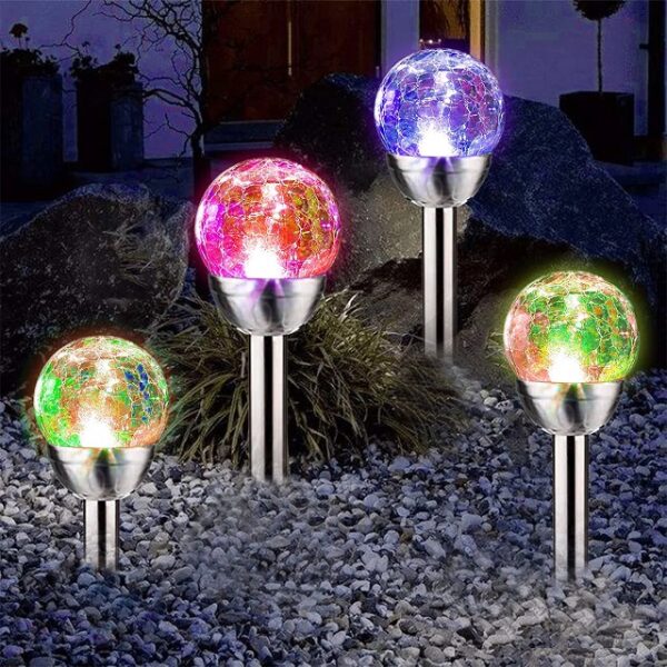 Aerbes AB-TY67 Solar Powered Cracked Glass Effect RGB And White 6 pcs