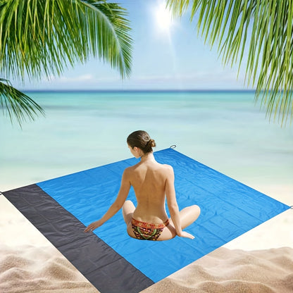 Waterproof Twill Nylon Picnic Mat - Durable, Moisture-Proof, Foldable, and Portable for All-Season Outdoor Camping and Beach Trips - Easy Hand Wash Only