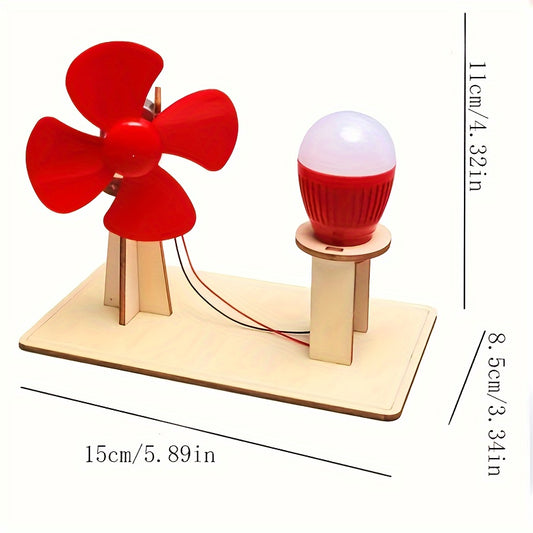1 Wind Power Model - Steam Experiment Kit with fan blades, current and glowing bulb for fun physics experiments