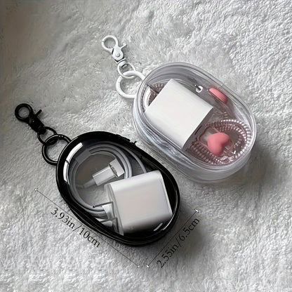 1pc Portable PVC Cable Organizer Box, Casual Style Transparent Charger Storage Box for Earphones and Data Cables