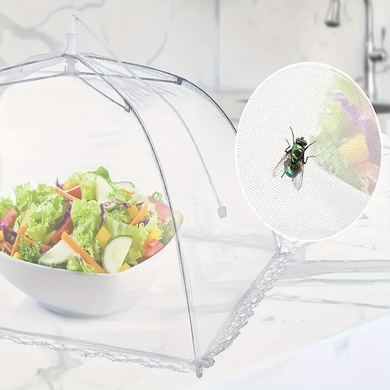 Large Pop-Up Mesh Food Cover Tent - Foldable, washable, perfect for picnics, BBQs and parties, keeps bugs out