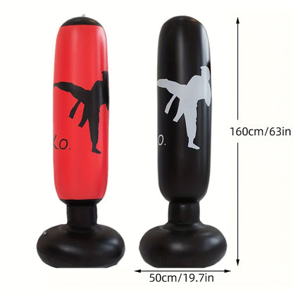 Inflatable Punching Bag - Freestanding Boxing, Karate and Taekwondo Training Punching Post - Target Focus Bag for Home Gym Practice Kicks and Punches - Durable PVC Fabric - For Ages 14+
