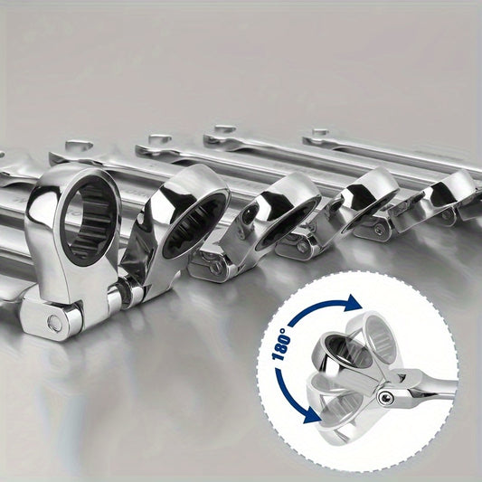 10mm Flexible Head Ratchet Wrench Set - Auto Repair Dual-Purpose Steel Gear Tool 1 Piece