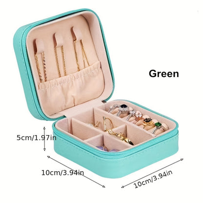 1 Piece Faux Leather Jewelry Storage Box, Portable Travel Jewelry Box with Compartments for Rings, Necklaces, Earrings, Bracelets - Unfinished, Freestanding Style Storage Solution for Bedroom, Dressing Table, Drawer Organization