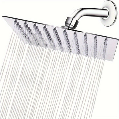Square Stainless Steel Rain Shower Head - Easy to install, no electricity required, perfect for bathroom upgrades