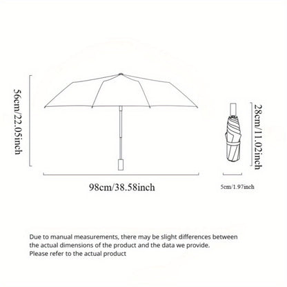 Automatic opening folding umbrella with UV protection, 8 steel ribs, 190T polyester pongee fabric, windproof, compact, sun and rain protection - Professional for business and travel