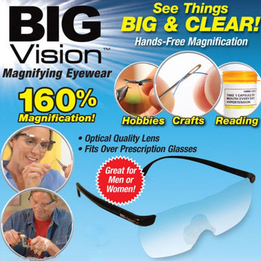 Big Vision plastic glasses 160% degrees Magnifying Eyewear That Makes Everything Bigger and Clearer free shipping