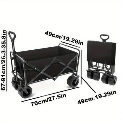 Versatile Foldable Travel Stroller with Quiet Wheels, Cup Holder and Side Pockets - Adjustable Handle for Camping, Gardening, Sports, Picnics and Shopping