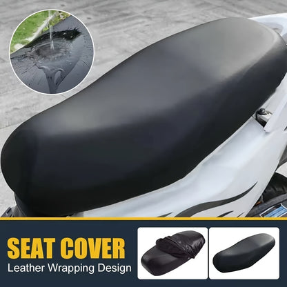 Waterproof Motorcycle Seat Cover - Universal PU Leather Scooter Seat Protector with Rain and Sun Protection for Outdoor Accessories