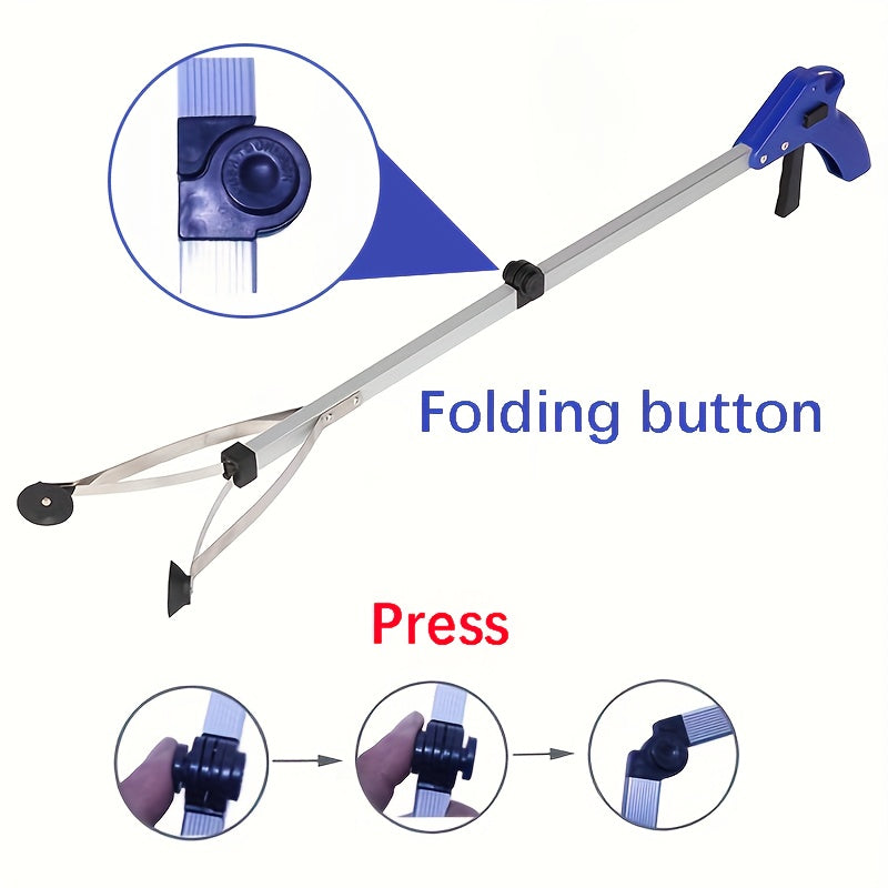 1pc, Long-Reach Folding Trash Grabber - Lightweight Alloy Camping & Hiking Tool for Easy Waste Pickup - Compact, Portable, and Space-Saving Design
