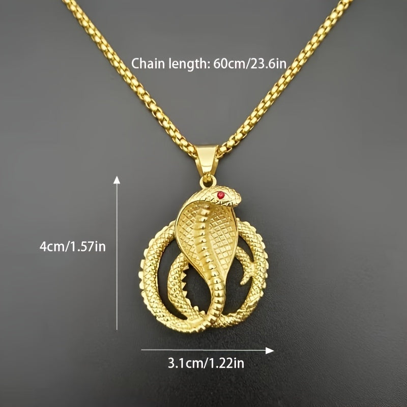 Snake-shaped men's headdress, hip-hop pixie headdress, red-eyed golden snake headdress