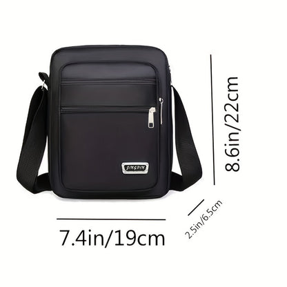Men's Casual Nylon Crossbody Bag - Adjustable Shoulder Strap, Tassel Detail, Black - Perfect for Daily Commuting and Sports
