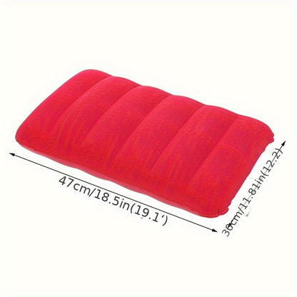 Compact portable inflatable pillow 18.75x11.75 inches - soft, foldable design for travel and home use, easy to inflate, snap closure