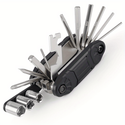 1pcs 16 in 1 Foldable Stainless Steel Rivet Removal Professional Pliers - Multi-purpose Bicycle Repair Tools for Travel, Off-road, Racing, Mountain Biking - Perfect Valentine's Day Gift for Men and Bicycle Lovers