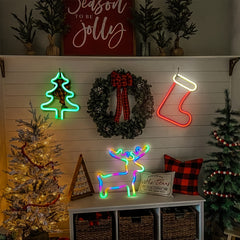 Christmas Neon Sign LED Night Light  Christmas Tree Reindeer Christmas Stocking Shaped Light  Battery/USB Powered  Christmas Neon Light for Christmas Room Decoration  Christmas Gift (Batteries Not Included)  Christmas Decorations For Home
