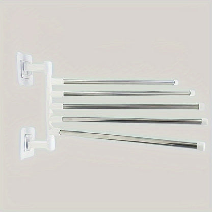 Adjustable Stainless Steel Towel Rack - Wall Mounted, No Drilling Required, with Suction Cup for Bathroom Storage