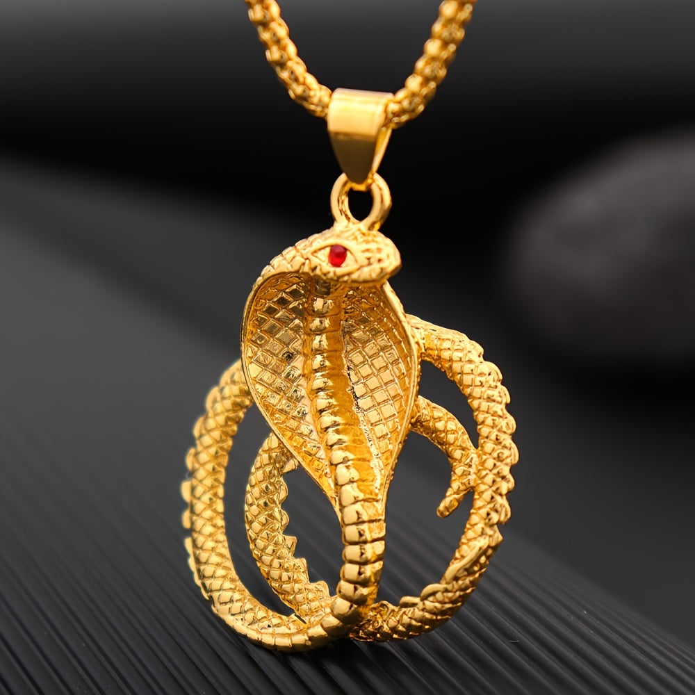 Snake-shaped men's headdress, hip-hop pixie headdress, red-eyed golden snake headdress