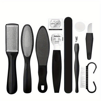 10 Pieces Stainless Steel Foot File Set - Professional Unscented Pedicure Tools for Dead Skin Removal and Foot Care Manicure Essentials