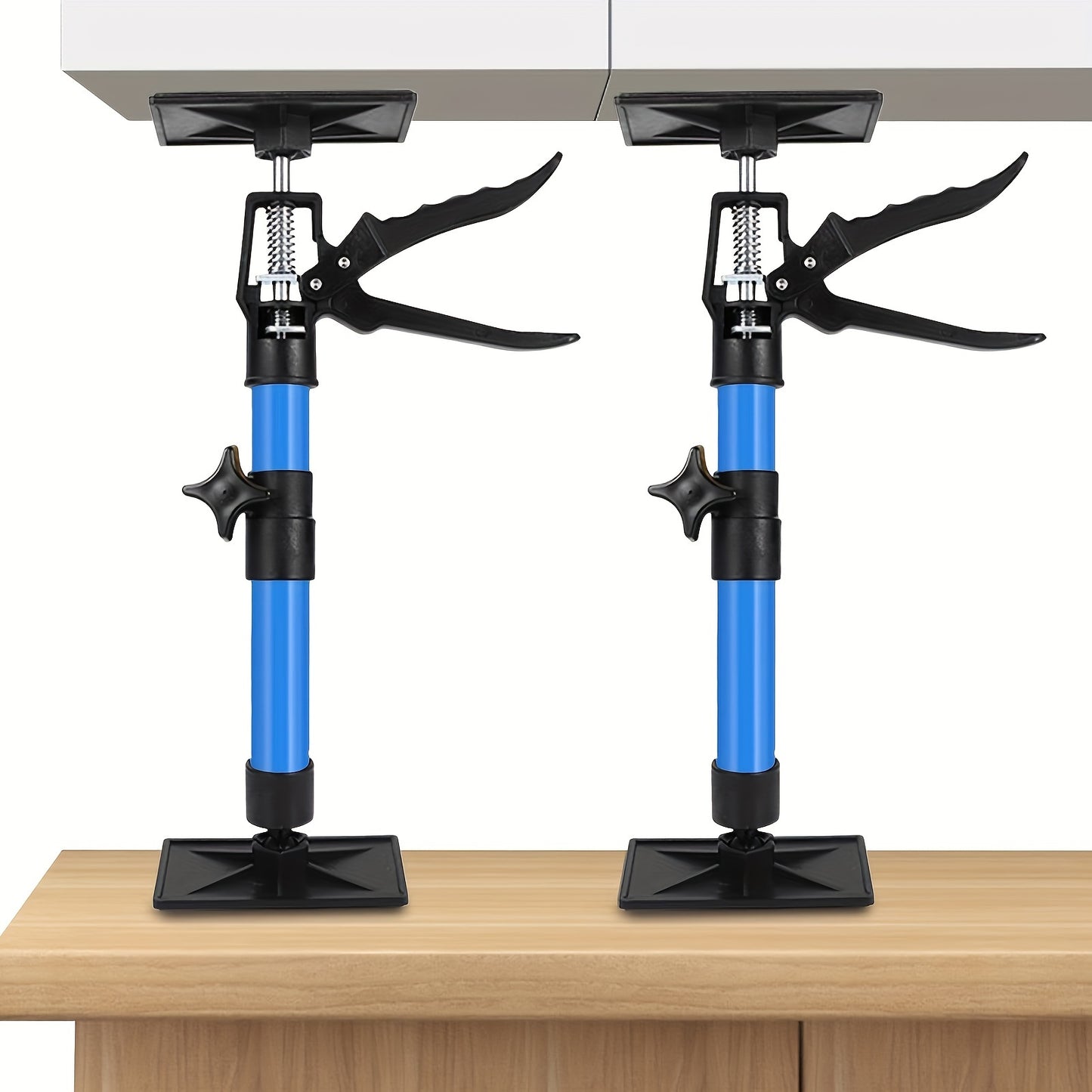Adjustable Drywall Lift 2 Piece, 30.0-59.0cm Telescopic Support Tool, Cabinet Jack Set, Press and Release Mechanism, with Rotatable Non-Slip Support Base - Manually Operated Construction Tool