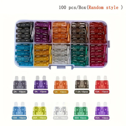 100 Piece Premium Medium Blade Automotive Fuse Combo Kit