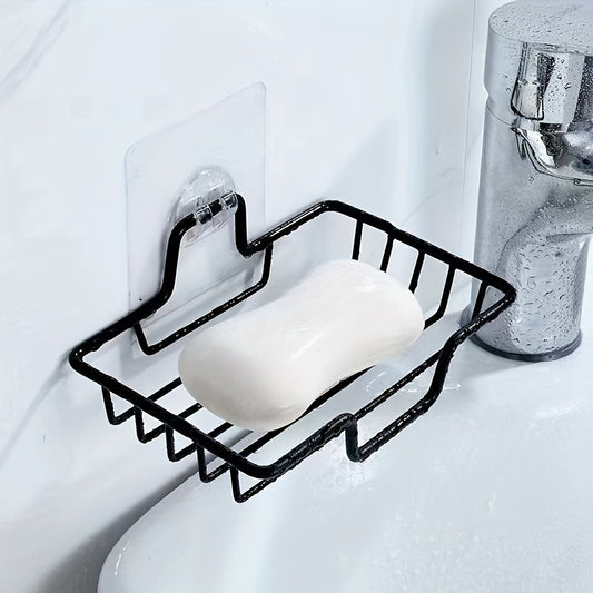 1pcStainless Steel Wall Mounted Soap Dish - Rust-Proof, Drainable Bathroom and Kitchen Accessories Storage Rack
