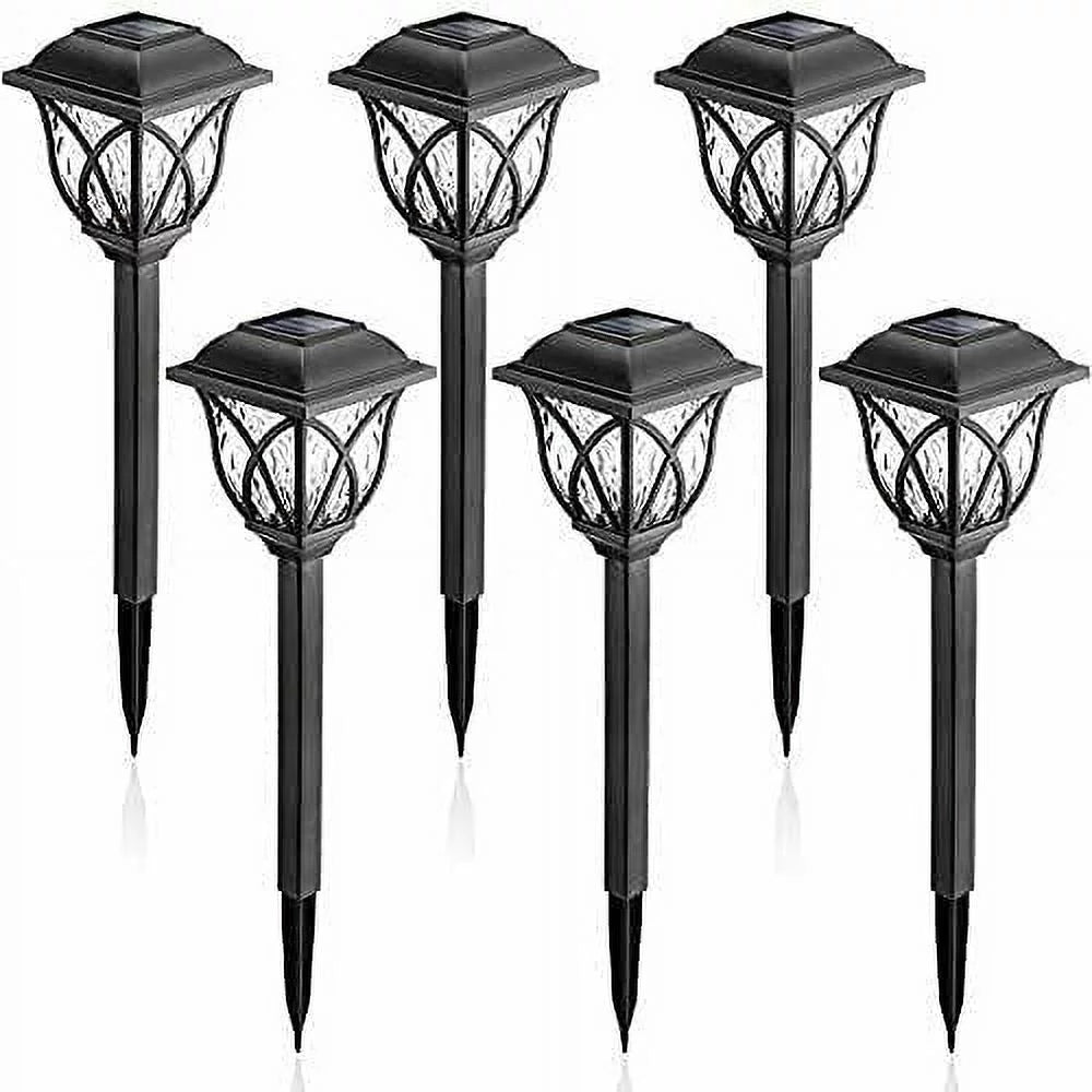 6 Pack Solar Pathway Lights Outdoor, LED Solar Garden Lights Waterproof, Warm White