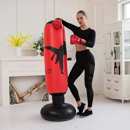 Inflatable Punching Bag - Freestanding Boxing, Karate and Taekwondo Training Punching Post - Target Focus Bag for Home Gym Practice Kicks and Punches - Durable PVC Fabric - For Ages 14+
