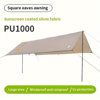 Portable Travel Picnic Sunshade - Waterproof and UV-resistant, Silver-coated fabric, Thickened poles, 82 inches high, Square eaves design, UPF>50, PU1000 - Great for camping, outdoor activities and family gatherings  300*292cm with accessories