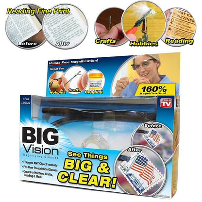 Big Vision plastic glasses 160% degrees Magnifying Eyewear That Makes Everything Bigger and Clearer free shipping