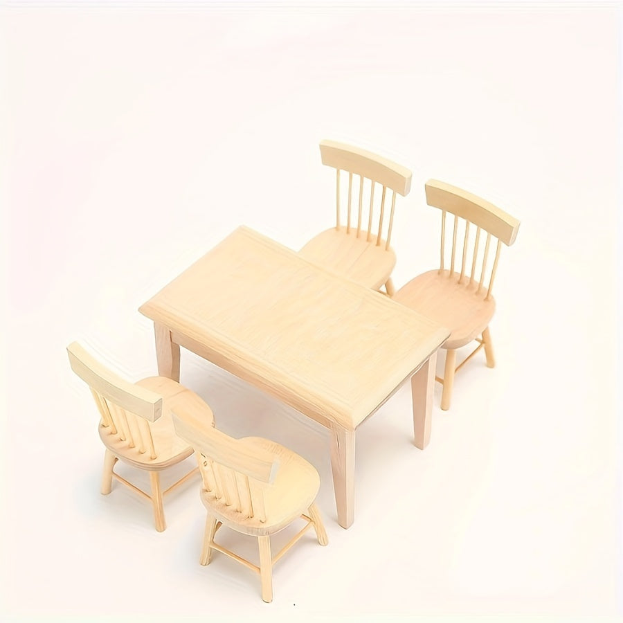 5-piece Mini Wooden Dining Table Set - Perfect for Living Room Decor, Includes Table and Chairs