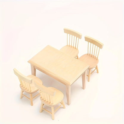 5-piece Mini Wooden Dining Table Set - Perfect for Living Room Decor, Includes Table and Chairs