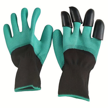 Waterproof Garden Gloves with Claws for Digging & Planting - 1 Pair, Puncture Resistant Latex Gardening Gloves, Lead-Free & Alcohol-Free Material, Hand Washable Outdoor Protective Gear for Flower and Vegetable Gardening