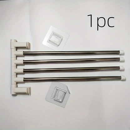 Wall-mounted towel rack with swivel rod, multi-layer hanging rod towel storage rack, unscented, no power required, battery-free bathroom accessories for towel organization and storage
