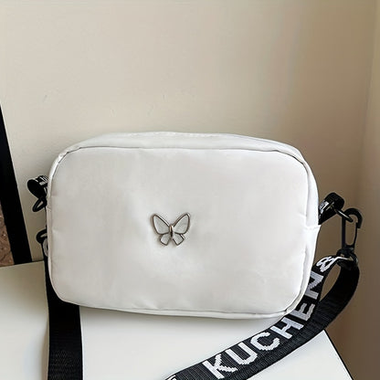 Women's Solid Nylon Shoulder Bag, Lightweight Crossbody Bag with Adjustable Strap and Tassels, Casual Everyday Crossbody Bag with Polyester Lining, Zipper Solid Pattern Fashion Accessories