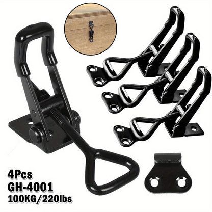 4Pcs Heavy Duty Iron Toggle Clamps Adjustable Lever Lock Safe