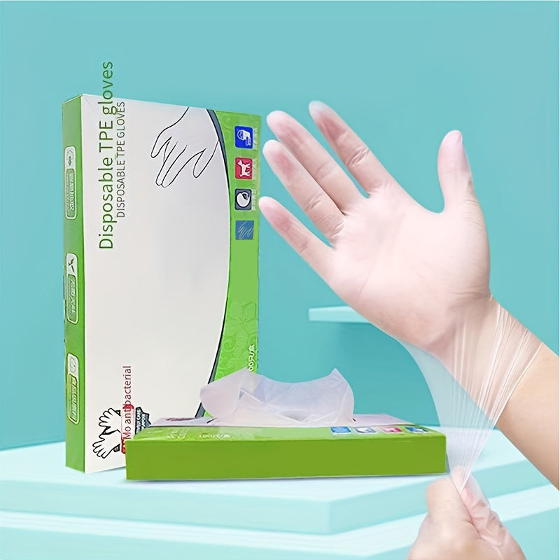 100 Pack TPE Disposable Gloves - Food Grade, Thickened for Cooking, Food Prep and Serving - Maximum Protection and Comfort, Safe for Food Contact