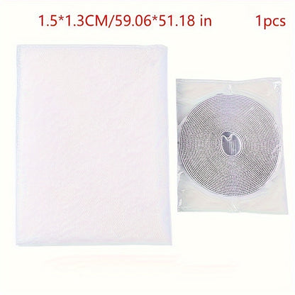 Traditional Style Adhesive DIY Window Screen Net Curtain Set with Hooks and Tape, Cuttable Mosquito Screen for Multiple Windows, Home Decoration Accessories - 1 Set