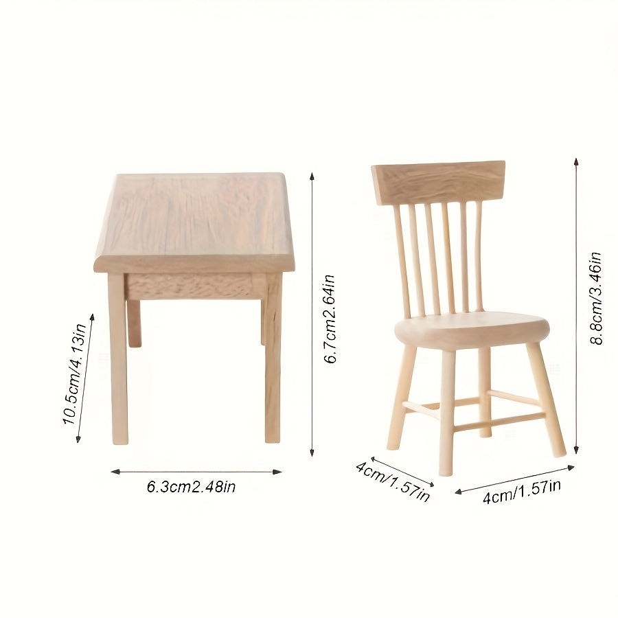 5-piece Mini Wooden Dining Table Set - Perfect for Living Room Decor, Includes Table and Chairs